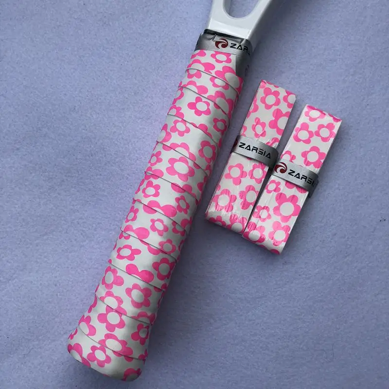 2 шт. розничная, яркое печатание, овергрипы для теннисной ракетки, вязкие ручки для бадминтона, липкие тонкие напульсники - Цвет: pink flower