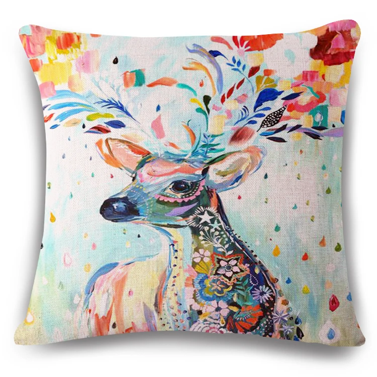 Наволочка для подушки с рисунком жирафа, тканая льняная семейная привязанность, диванное сиденье, домашний декоративный чехол для подушки