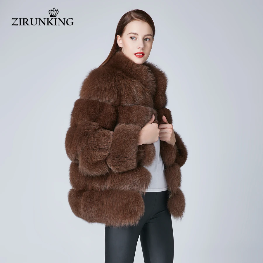 ZIRUNKING длинные женские теплые пальто из натурального меха женские куртки из натурального Лисьего меха для холодной зимы Женская Толстая меховая верхняя одежда ZC1862