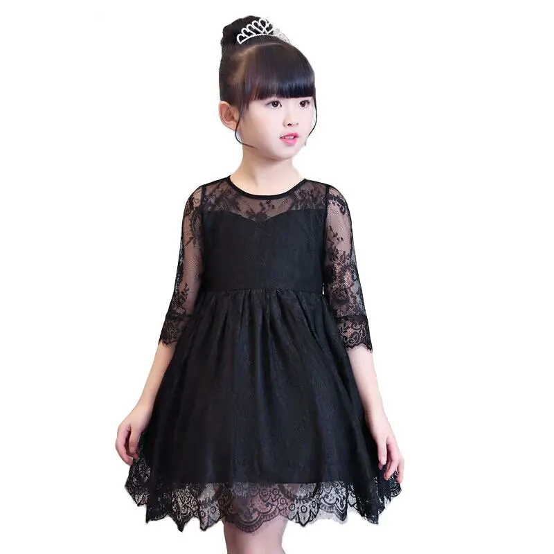

Baby Girls dresses 2018 fashion Summer Black Lace Kids clothes For Girls Wedding Party Elegant Toddler Princess Dress 3-11 Years