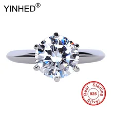

YINHED Fashion 925 Sterling Silver Women Ring Luxury Engagement Wedding Jewelry High Quality CZ Zircon Ring Jewelry ZR121