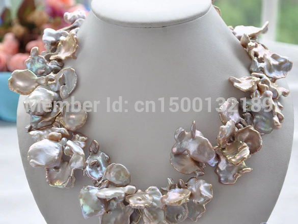 

j00458 30mm lamina LAVENDER BAROQUE KESHI REBORN PEARL NECKLACE (C0309)
