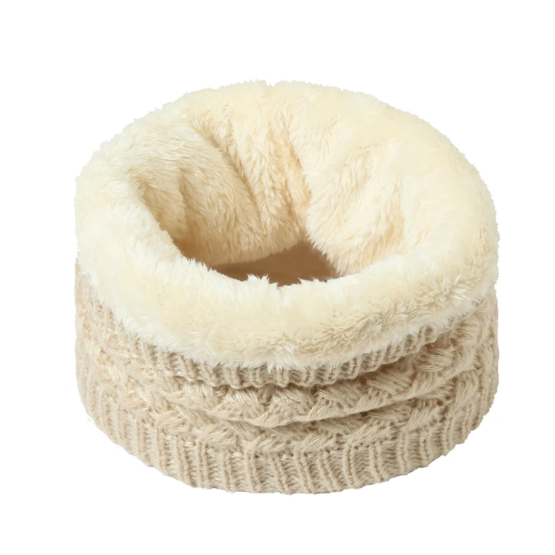 beige Зимний теплый шарф для женщин трикотажные шейные шарфы кольца плюшевые детские мужские кольцо-Ошейник женский фуляр шейный платок - Цвет: beige