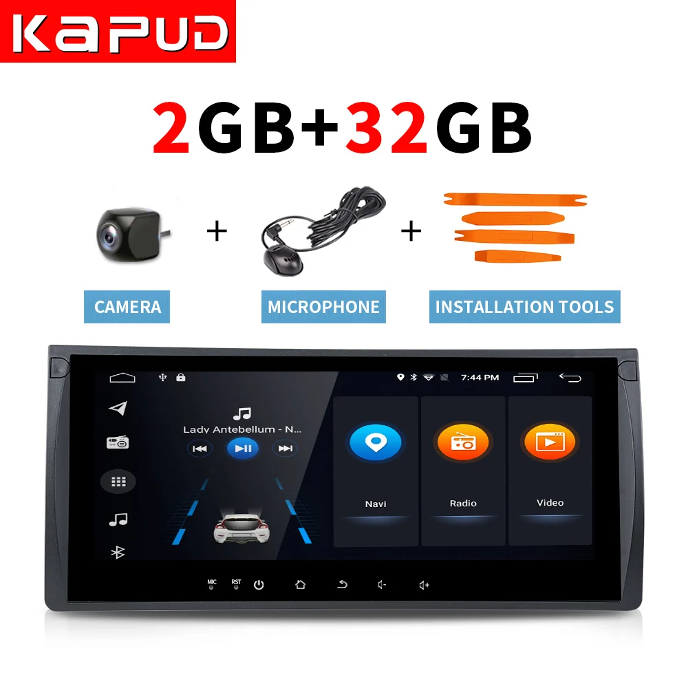 Kappud Android 9,0 Wifi четырехъядерный большой экран gps 1080P Автомобильный dvd-плеер полный сенсорный для BMW E39 навигация 1996-2007 серия - Цвет: 2G 32G CAM