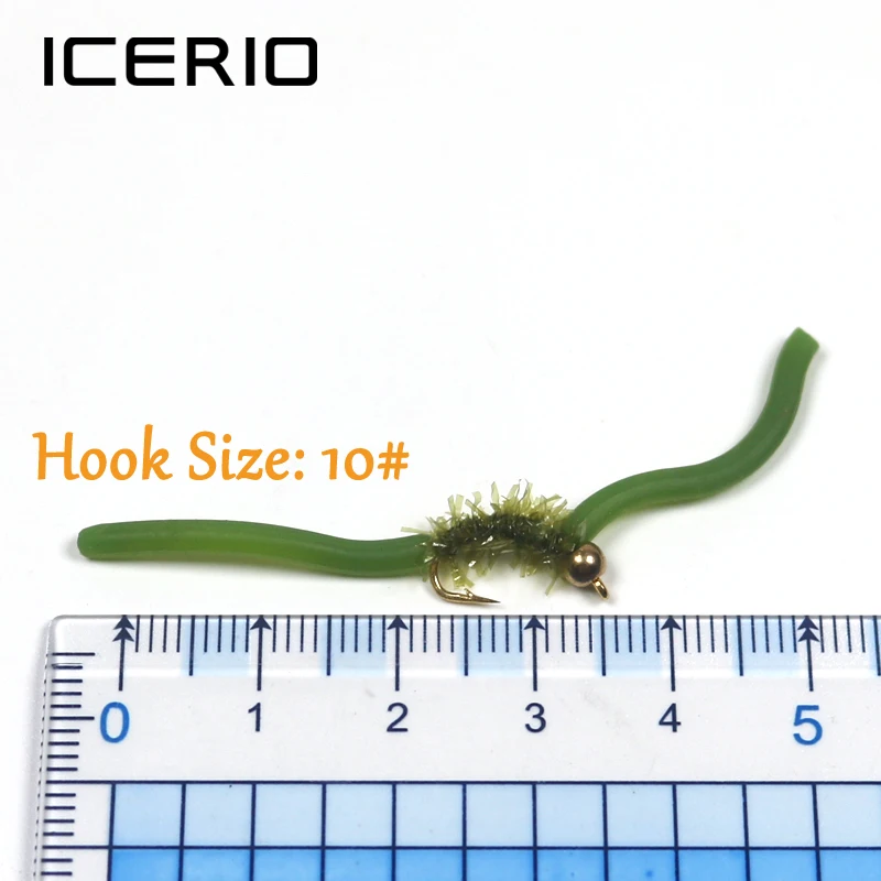 ICERIO 10 قطع النحاس الخرزة رئيس محرج Wormy يطير سمك السلمون المرقط يطير الصيد السحر حورية سان خوان دودة ICERIO 10 قطع النحاس الخرزة رئيس محرج Wormy يطير سمك السلمون المرقط يطير الصيد السحر حورية سان خوان دودة