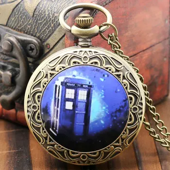 

Classic Movie Doctor Who Design Bronze Quartz Fob Watch Men Women Pocket Watch With Chain Necklace Gift