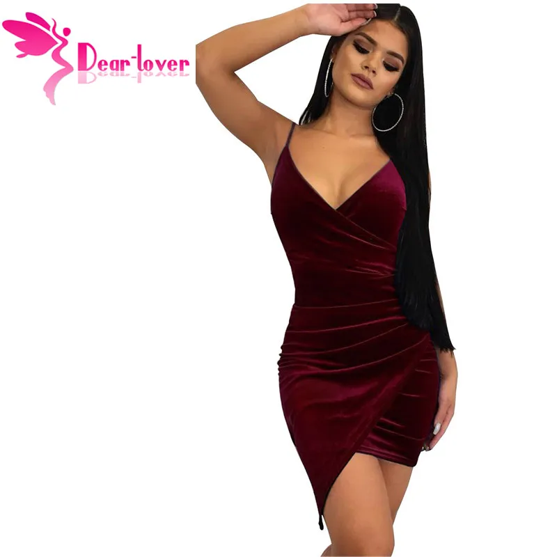 Red-Wrapped-V-Neck-Ruched-Velvet-Mini-Dress-LC220598-3-31277