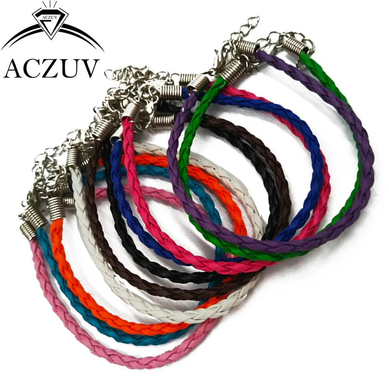 100 шт. плетеная веревка из полиуретана Lether браслет шнур с удлинителем цепи для