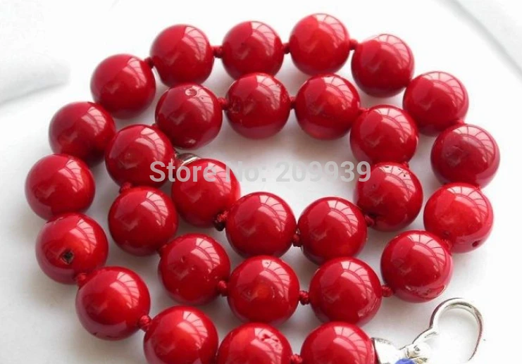 

FREE SHIPPING>>@> A2771 REAL 18" 14MM NATUREL RED CORAL BEAD NECKLACE