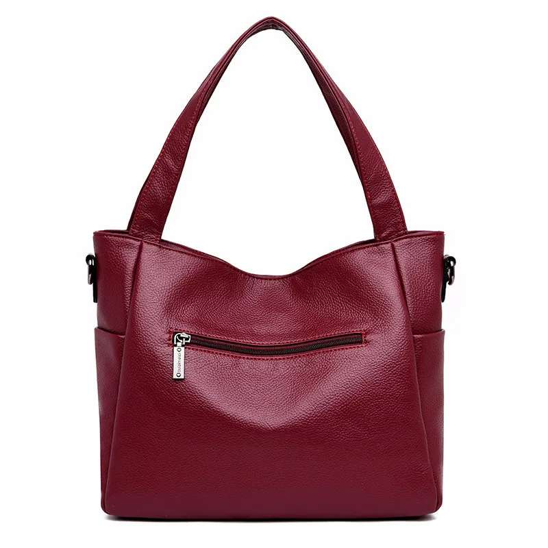 couro feminino casual grande capacidade shulder bolsa