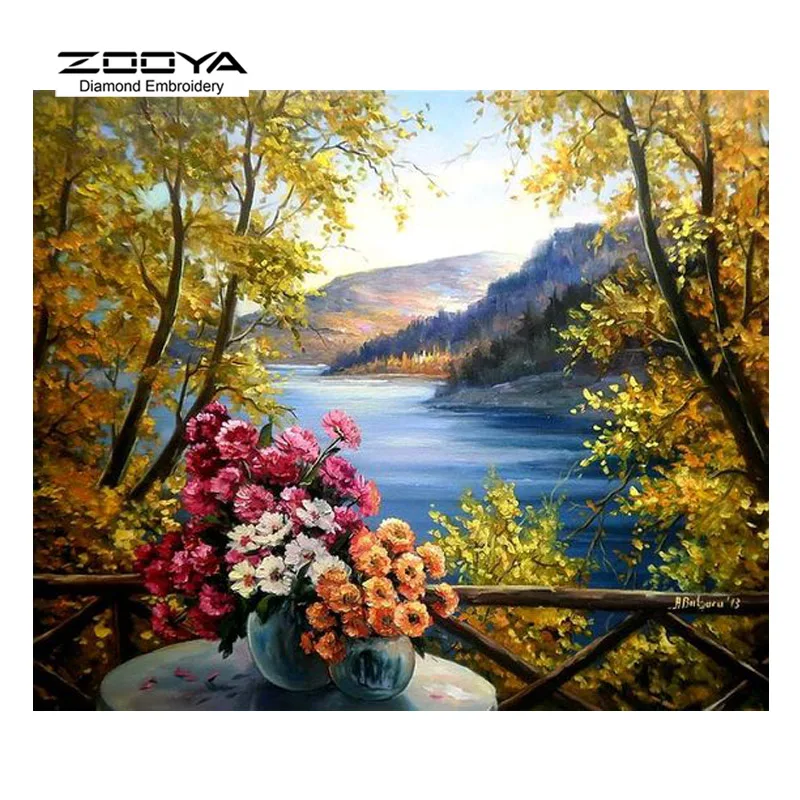 ZOOYA Алмазная вышивка 5D сделай сам алмазная живопись пейзаж Цветочная ваза