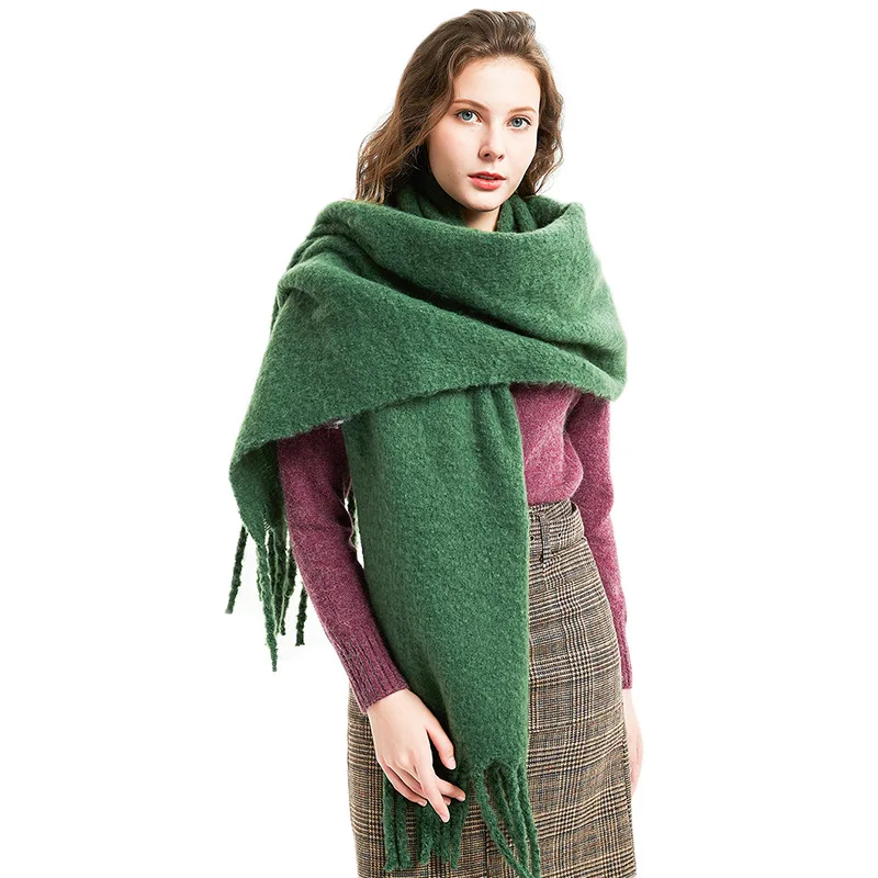 

190-220cm Autumn Winter New Thick Tassel Circle Solid Scarf Shawl Ladies Warm Scarf Shawl Wholesale JH-WJGWBCS029