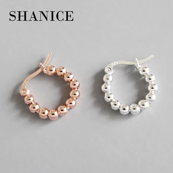 

SHANICE 100% 925 Sterling Silver Retro Round Rows Of Beads Luxury Engagement Hoop Earrings for Women Jewelry boucles d'oreill