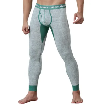 

2019 Plaid Warm Men Long Johns Fashion Printed Male Thermal Pants Leggings Open U Pouch Bottoms For Men Thin Thermo Underwear