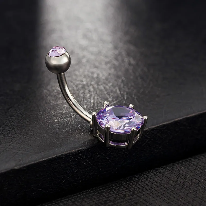 

Trendy Navel Piercings Double Zircon Sexy Crystal Disco Round Ball Silver Color Belly Button Rings Body Jewelry Piercing Ombligo