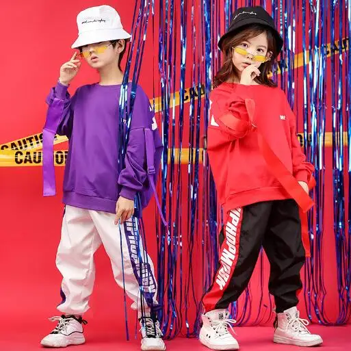 

Children Hip Hop Clothing Outfits Casual Top And Pants for Girls Boys Jazz Dance Costume Ballroom Dancing Clothes Wear