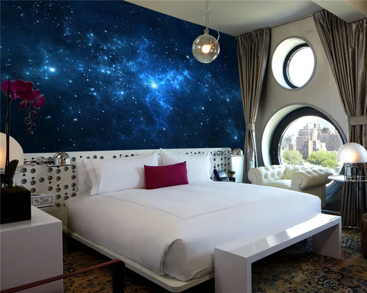 Голубая галактика настенная Фреска Красивая Ночная фотография обои на заказ шелковые обои художественная живопись декор комнаты детская комната спальня