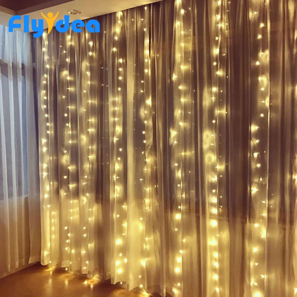 

Christmas 3*3 LED Curtain Light String EU/US Plug 220V 110V New Year Holiday Decoration Flexible Window Lighting Wedding Party