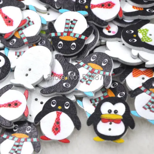 

100Pc Wholesale DIY Accessories Wood Baby Kid's Penguin Sewing Craft WB317
