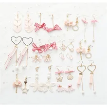 3# Новое поступление Япония и Южная Корея розовый акриловый кулон серьги, имитация жемчуга Xingyue сердце лук женские массивные серьги