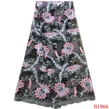 

Tulle African Laces Latest Embroidery Nigerian Lace Fabrics Floral High Quality Wedding Dress French Tulle Fabric HX1966