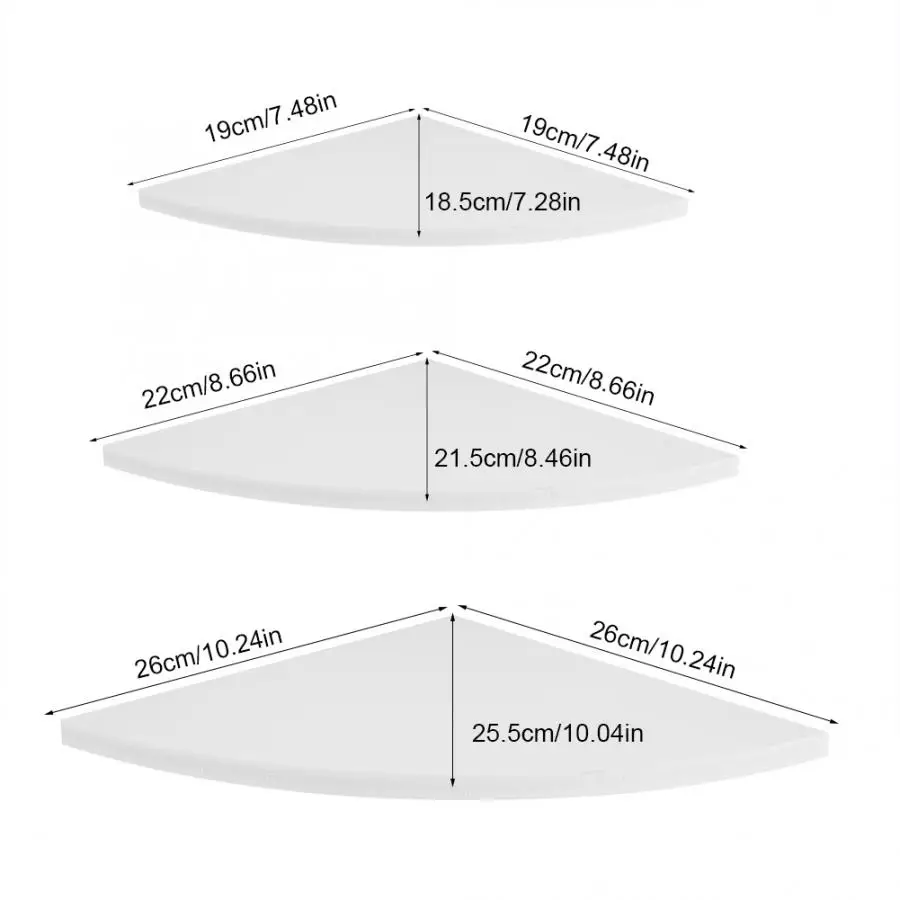 3Pcs Floating Corner Shelf Wall-Mounted Storage Rack Bookshelves Home Furniture Office Decor shelf