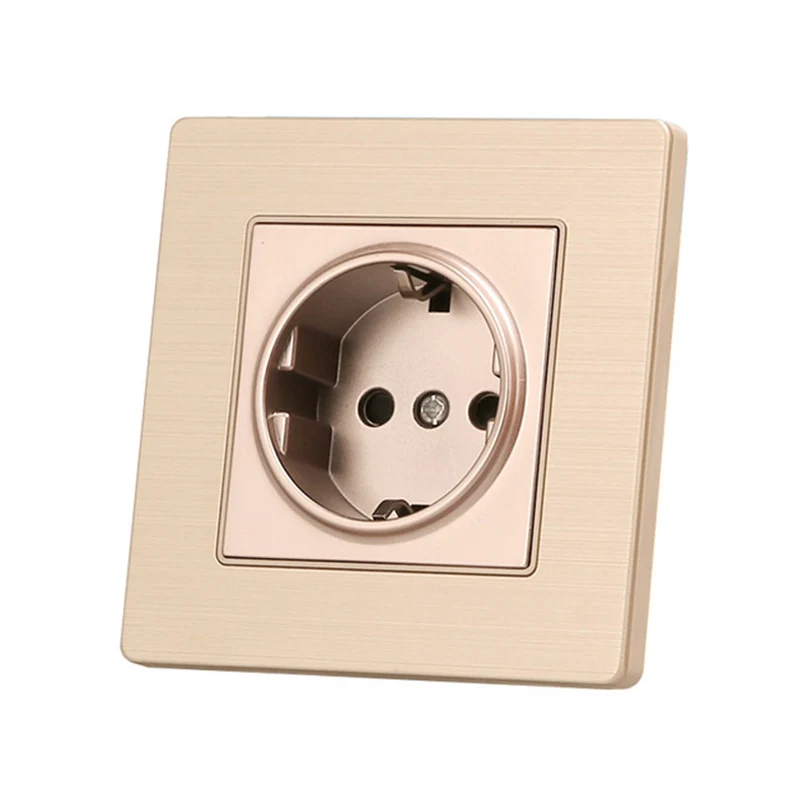 2017 Manufacturer New Arrival EU standard Gold aluminum panel socket