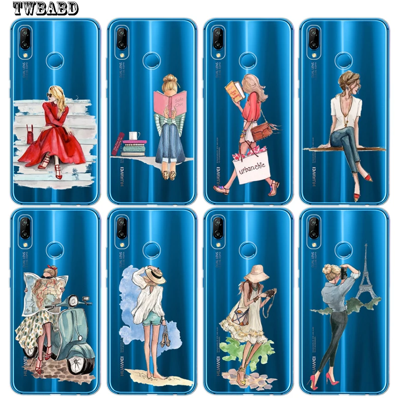 

Fashion Girl Case For Huawei P20 Lite Pro P Smart Case Coque for Huawei P9 Lite Case 2017 P8 P9 P10 Lite Pro Nova 2 Plus Cover