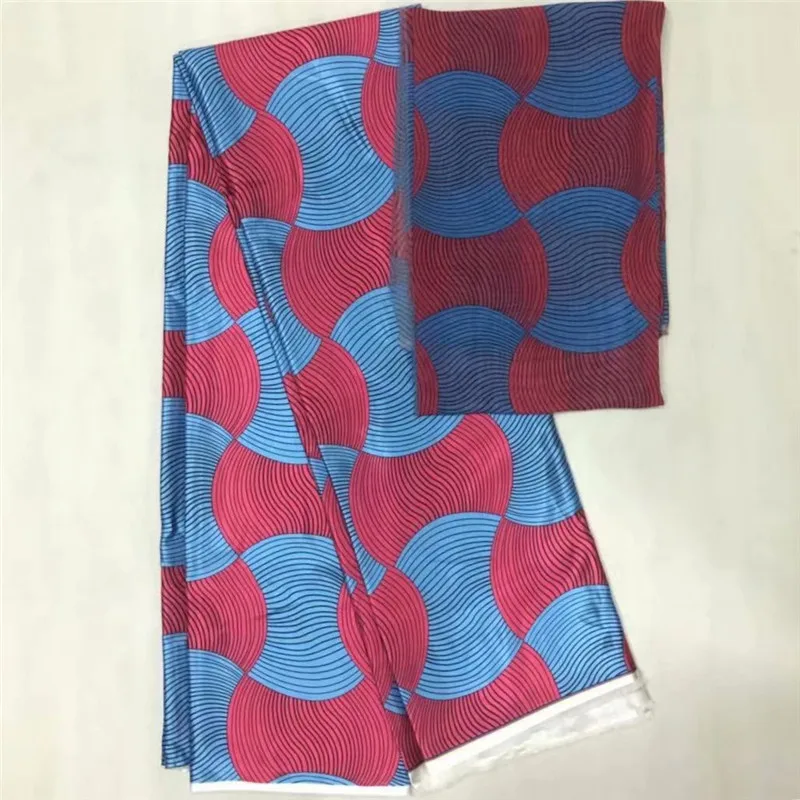 

DF!blue and white satin fabric soft silk fabric african material ankara prints high quality for women dress 4+2 yards ! L112285