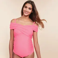 Женская пляжная одежда для беременных летний однотонный Купальник для беременных с оборками костюм Biquinis Feminino 2019 купальный костюм для