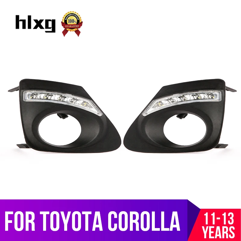 Hlxg 2 шт. дневные ходовые огни для Toyota Corolla 2011 2012 2013 12 В Автомобильные светодиодные