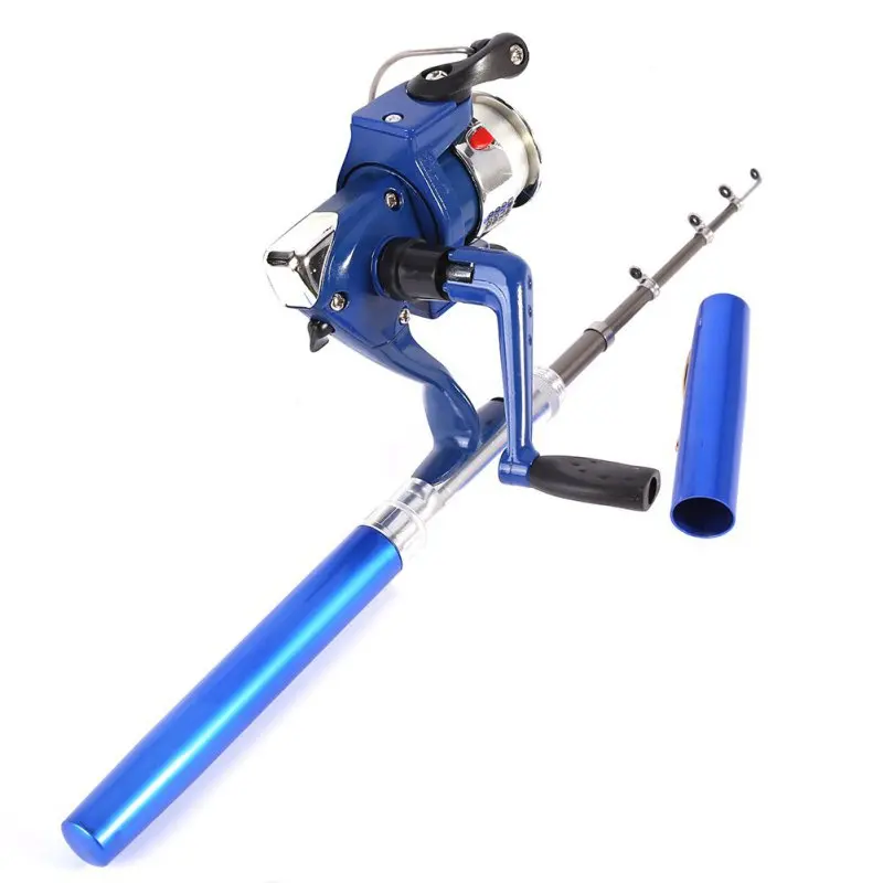 

Hot Outdoor Mini Pen Fishing Rods Camping Travel Baitcasting Telescopic Pocket Pen Shape Fishing Rod + Reel+ Fishing line