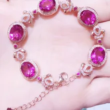 Натуральный розовый топаз браслет цепочка натуральный и настоящий топаз 925 стерлингового серебра ювелирные украшения 1.6ct* 5 шт драгоценные камни# BL1809