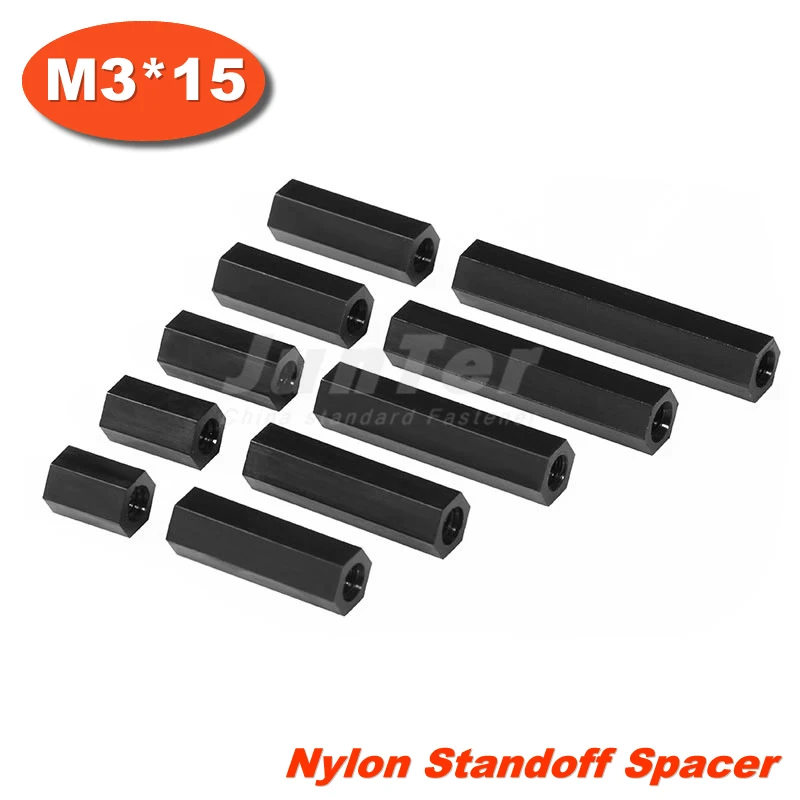 

500pcs/lot M3 Female x M3 Female 15mm Black Nylon Standoff Spacer