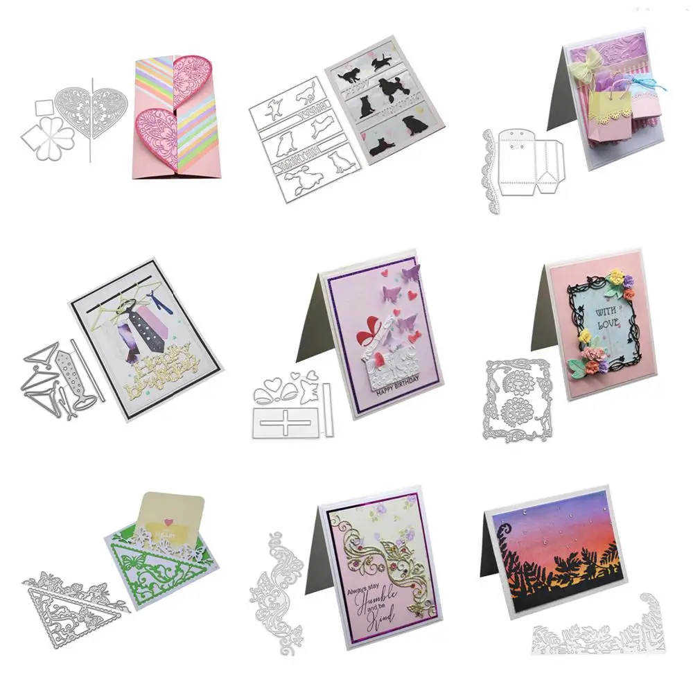 

9 Styles Metal Cutting Dies For Scrapbooking Stitched Stamps Craft Embossing Party DIY Decorative Art Cutter Alinacraft