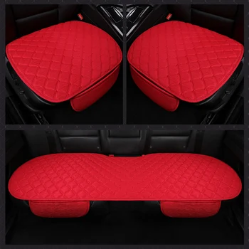 

KKYSYELVA 3PCS Easy Install Car Seat Cushion Cover Universal Auto Front Back Seat Covers Car Chair Mat Pad Interior Accessories