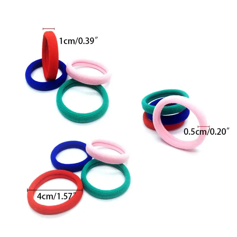 10Pcs Women Girls High Elasticity 4cm Medium Thick Rolled Towel Hair Rope Candy Solid Color Rubber Band Ring Ponytail Holder Scr