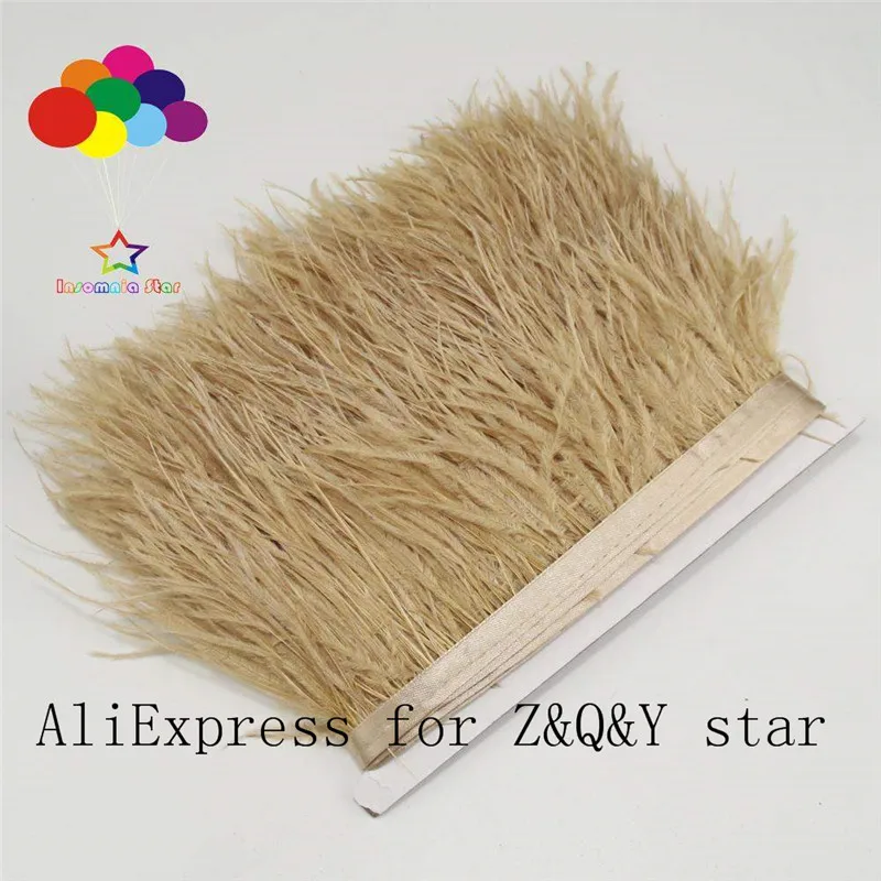

Z&Q&Y natural beautiful ostrich hair dyed light coffee making cloth side DIY clothing show cloth side crafts jewelry decoration