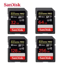 SanDisk Extreme Pro SD Card 16 ГБ 32 г 64 г 128 г 256 г SDHC SDXC UHS-я class10 95 м/с U3 Поддержка карт памяти V30 4 К для Камера/DV/зеркальные