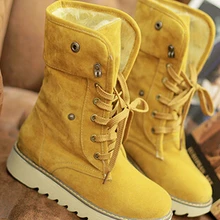 Зимние женские милые теплые ботинки короткие теплые повседневные ботинки на плоской подошве со шнуровкой и хлопковой подкладкой однотонные Большие размеры 40-43