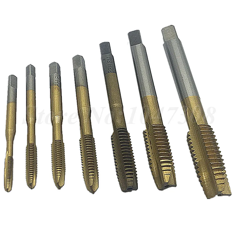 Pakc Of 7pc Titanium Coated Metric Tap Machine Screw Tap Straight Flute