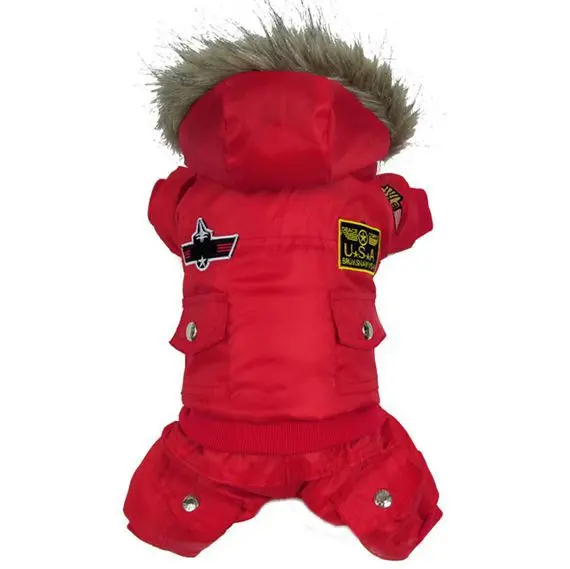 Зимняя одежда для собак, пальто для домашних животных, Мягкий комбинезон с капюшоном, штаны, костюмы, XS-XL, лучшее - Цвет: Красный