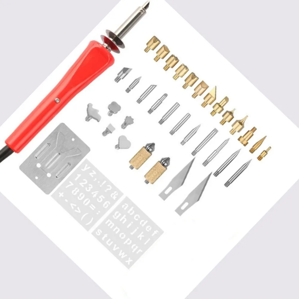 Набор ручек для выжигания по дереву 110 В/220 В, Электрический паяльник для резьбы по дереву, паяльная ручка, сварочные наконечники и трафареты, сделай сам, домашнее ремесло