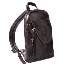 Многофункциональный нагрудный рюкзак из натуральной кожи, мужская сумка с крокодиловым узором, Ретро стиль, сумки-мессенджеры, мужская сумка на одно плечо