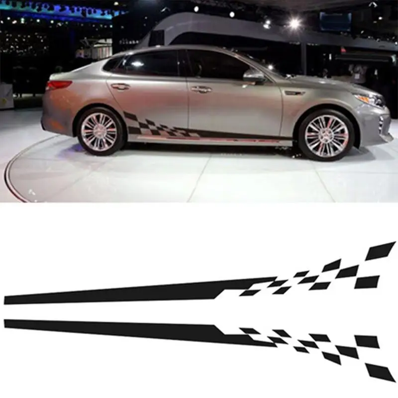 

Black 2pcs Side Body Stripes Racing Race JDM Car Vinyl Sticker Decal