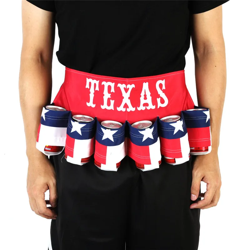Texas State Flag 6 Can Beer Belt Holster NEW