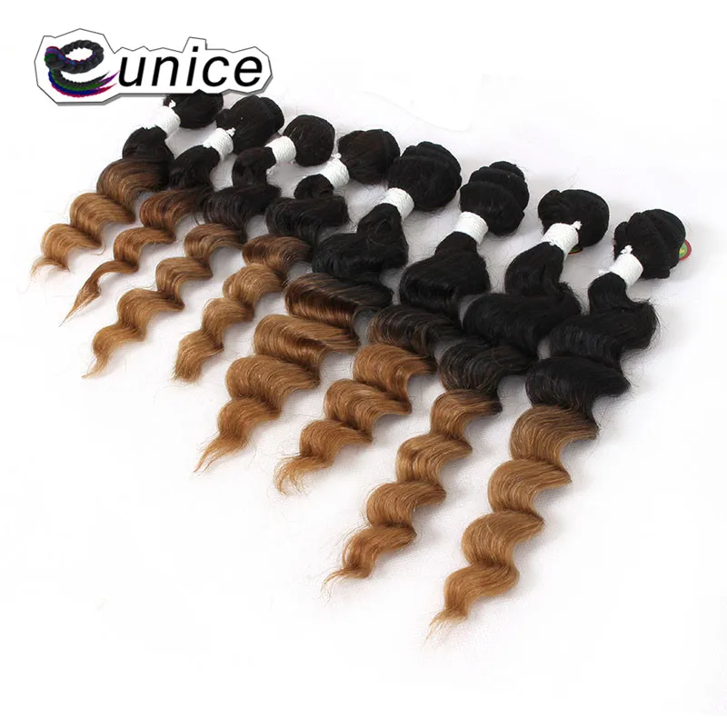 Deep Wave Brazilian Hair Ombre Human Hair Weave Bundles Extensions blond burgundy colors   (58)