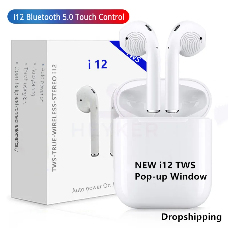 

New i12 TWS Touch Pop-up Window Mini 1:1 Air Wireless Bluetooth 5.0 Earphone headset pk i10 TWS i30 XY pods for iPhone xiaomi