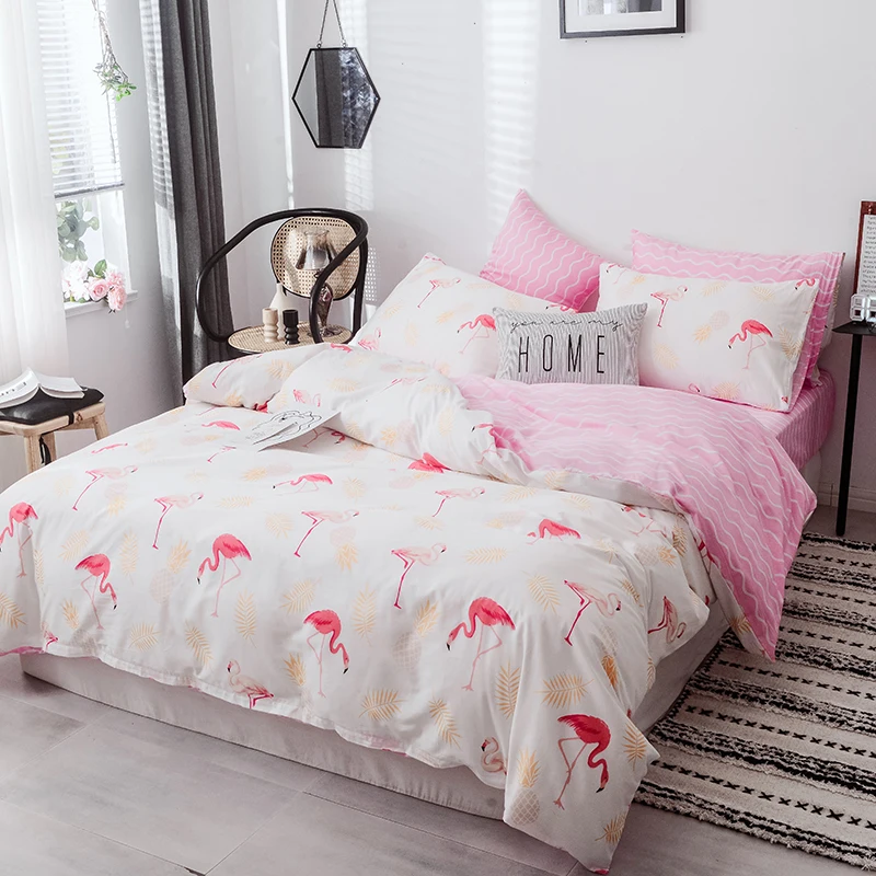 

Flamingo Leopard Printing Bedding Set 3 4 Pcs Pure Cotton 100% 13372 Bedspread Duvet Cover Pillowcase Home Textiles