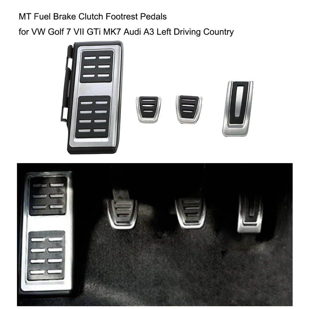 MT Fuel Brake Clutch Footrest Pedals for VW Golf 7 VII GTi MK7 Audi A3